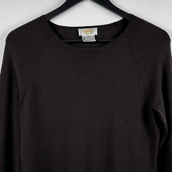 Talbots Brown Lightweight Scoop Neck Sweater Rayon Nylon Size Small Petite SP - Picture 2 of 10